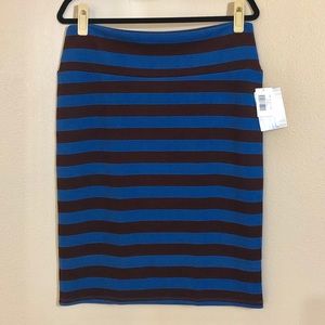 Brown/navy striped XL Lularoe Cassie Pencil Skirt